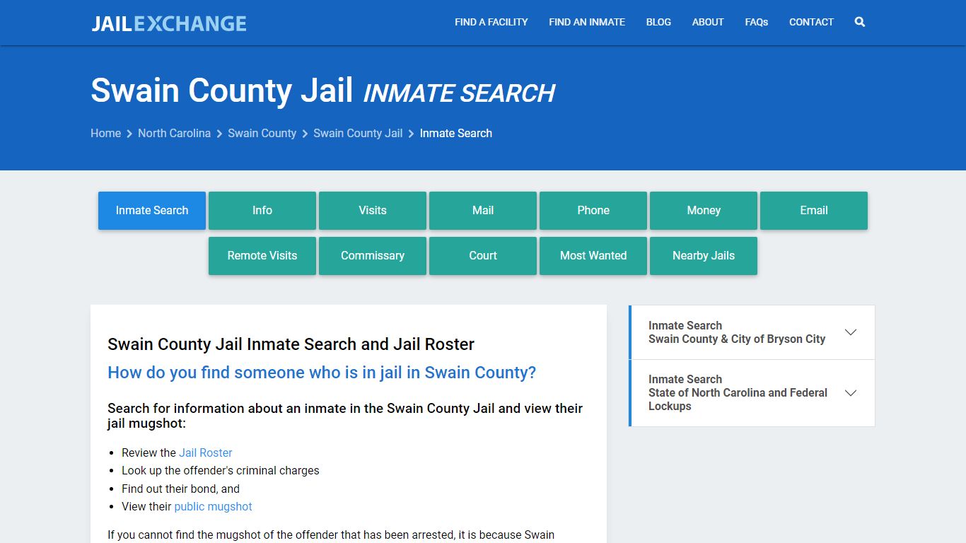 Inmate Search: Roster & Mugshots - Swain County Jail, NC