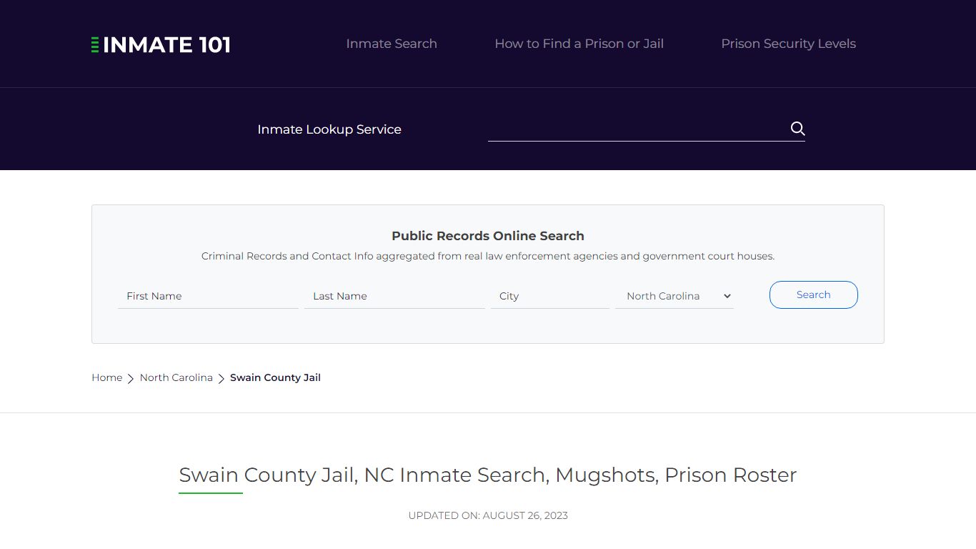 Swain County Jail, NC Inmate Search, Mugshots, Prison Roster
